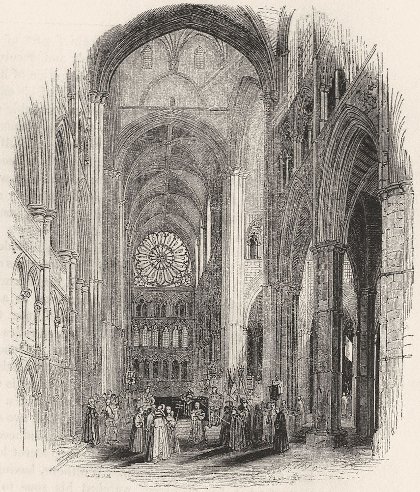 SOCIETY. Funeral of Henry V 1845 old antique vintage print picture